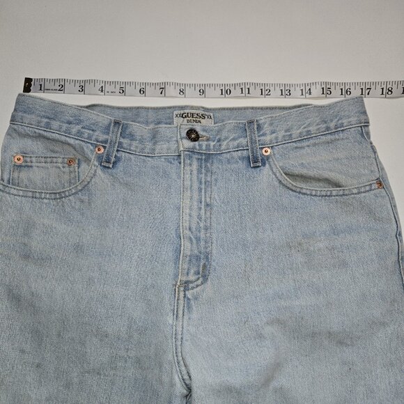 Vintage GUESS Jeans Loose Straight Leg Light Wash 34 X 29 Big Triangle Patch USA - Picture 5 of 12